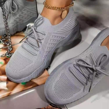 Sneakers Shoes 2022 Fashion Lace Up Platform Shoes for Women's Summer Plus Size Flat Mesh Sports Shoes Woman Vulcanize Shoes